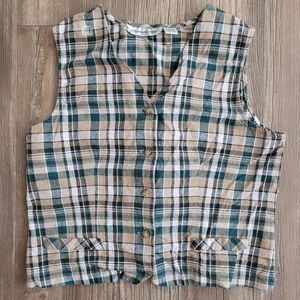 Vintage plus size funky plaid vest